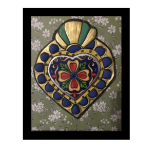 Cuadro grande Corazón con flor al centro